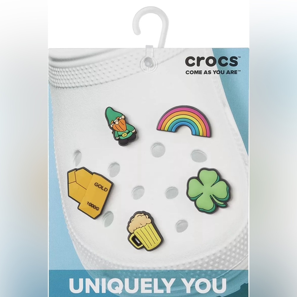 NEW Crocs Jibbitz Saint Patricks Day Shoe Charms 5 Pack Rainbow Beer Leprechaun